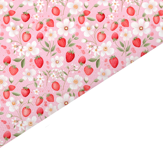 Floral Strawberry Canvas And Felt Backed Fabric - SKU K37