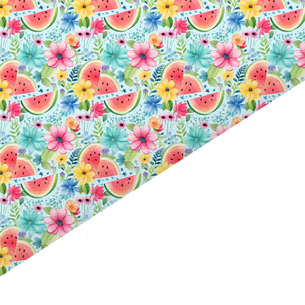 Floral Watermelon Canvas And Felt Backed Fabric - SKU K34