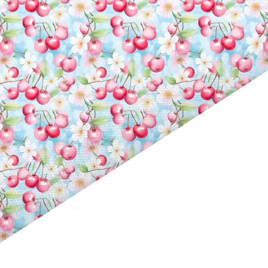 Floral Cherry Canvas And Felt Backed Fabric - SKU K33