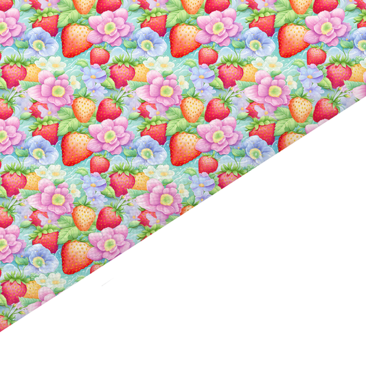 Floral Strawberry Canvas And Felt Backed Fabric - SKU K32