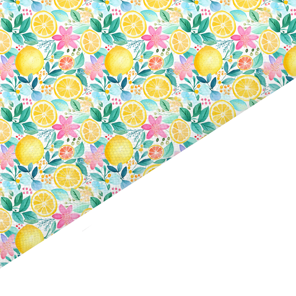 Floral Lemon Canvas And Felt Backed Fabric - SKU K31