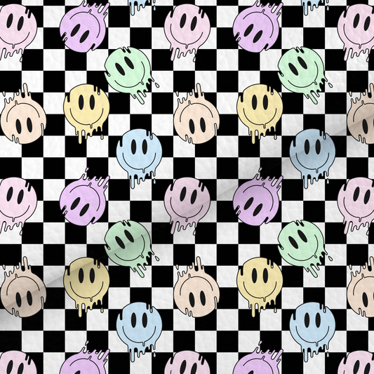 Black Checker Smileys Leatherette