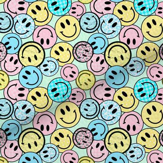 Mixed Blue Smileys Leatherette