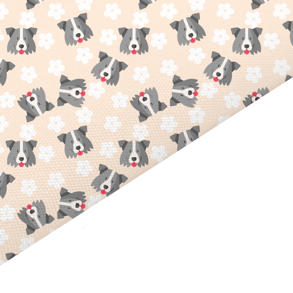 Border Collie Canvas And Felt Backed Fabric - SKU O57