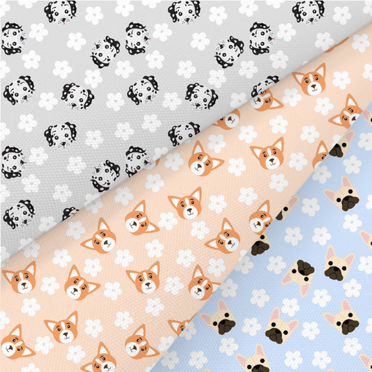 Dalmatian, Corgi And French Bulldog Printed Fabric