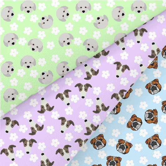 Poodle, Greyhound And English Bulldog Printed Fabric