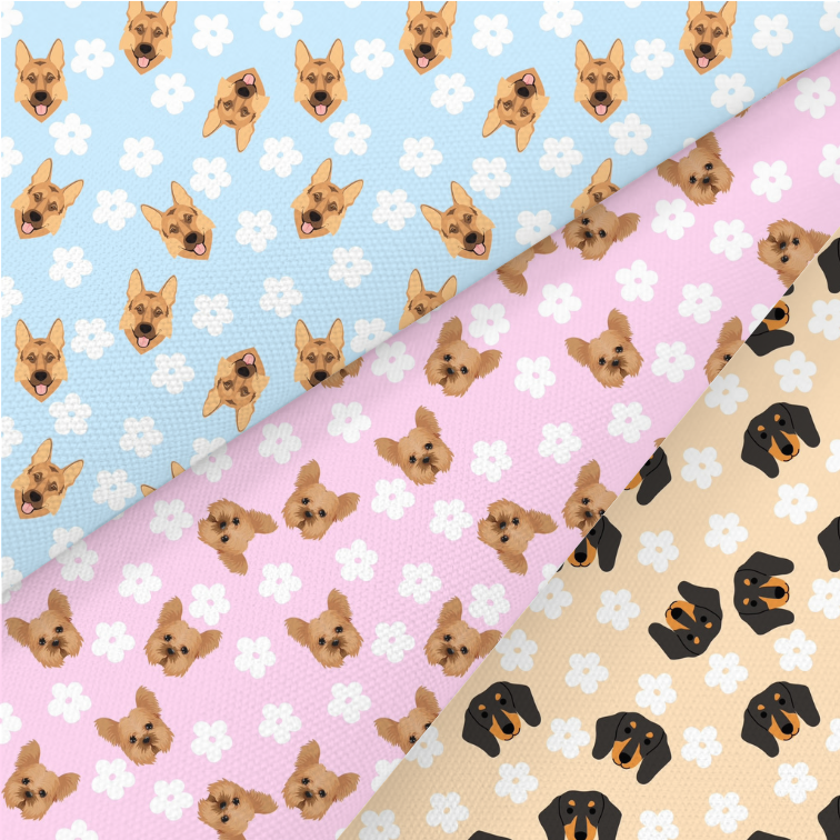 German Shepherd, Yorkshire Terrier And Dachshund Printed Fabric