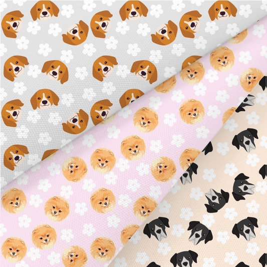 Beagle, Pomeranian And Great Dane Printed Fabric