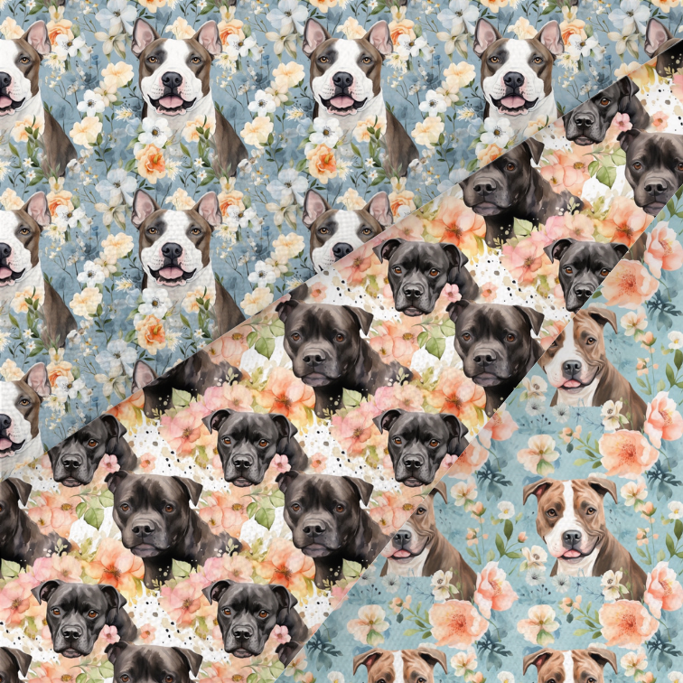 Staffordshire Bull Terrier Printed Fabric