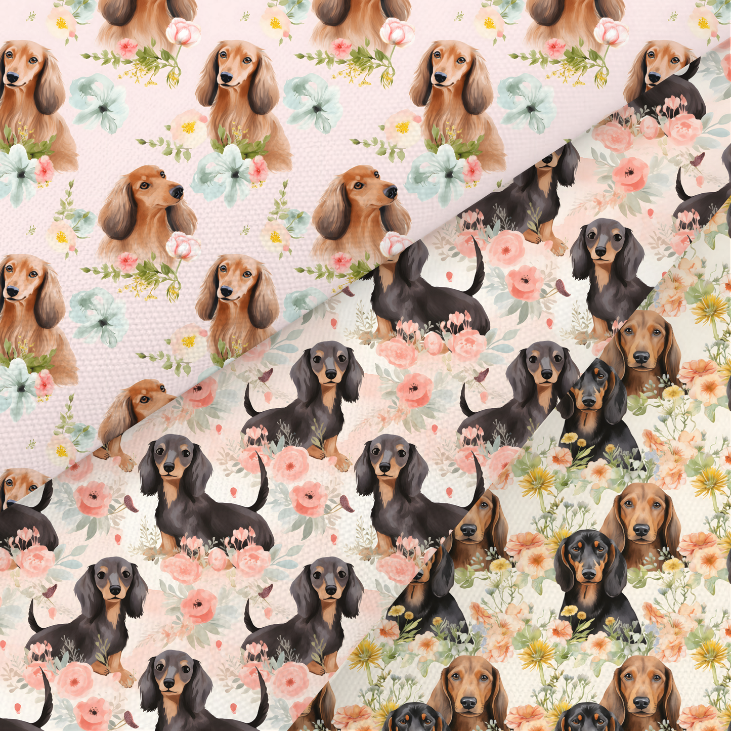 Dachshund Printed Fabric