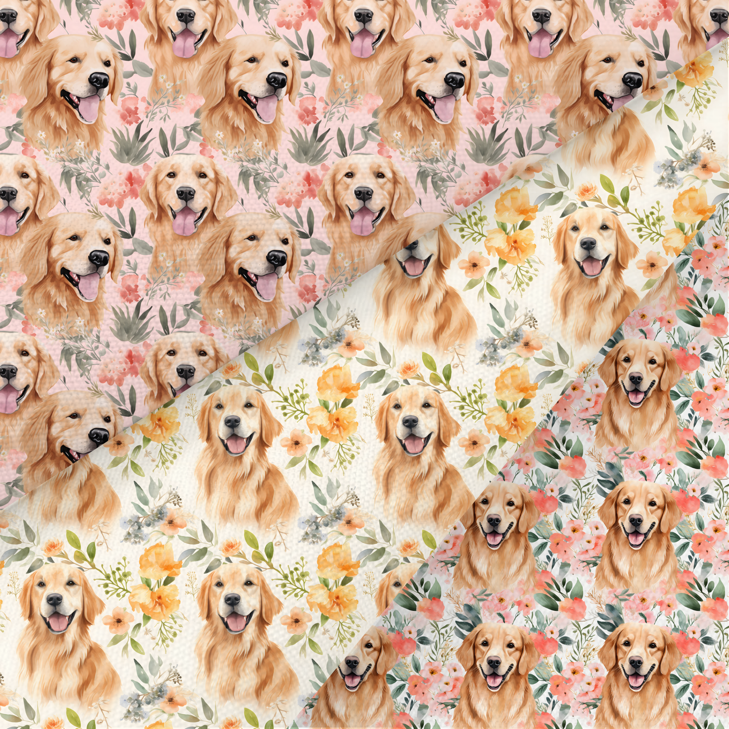 Golden Retriever Printed Fabric