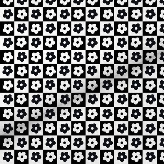 Black And White Checkered Daisies Leatherette