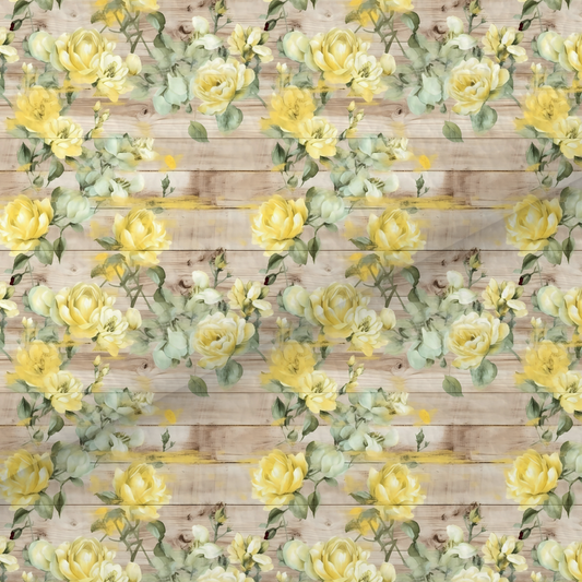 Yellow Shabby Chic Floral Leatherette