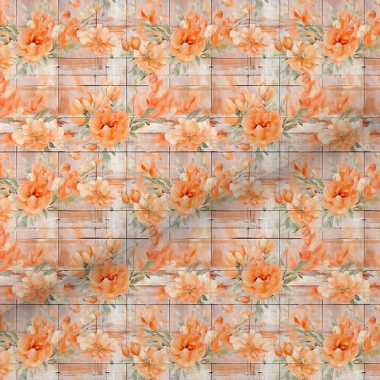 Orange Shabby Chic Floral Leatherette