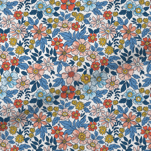 Blue Liberty Style Floral Leatherette