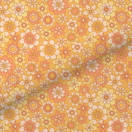 Orange Liberty Style Floral Leatherette