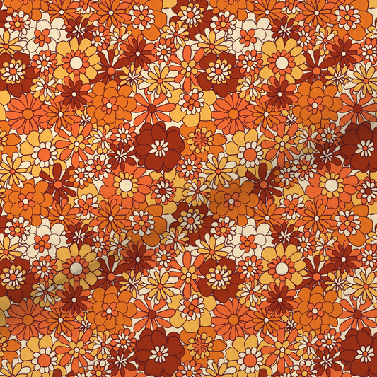 Orange Liberty Style Floral Leatherette