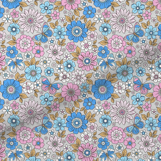 Blue Liberty Style Floral Leatherette