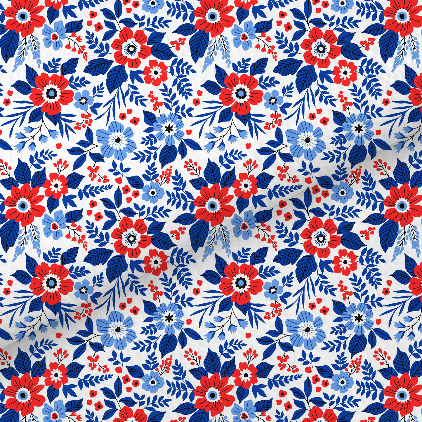 Red And Blue Liberty Style Floral Leatherette