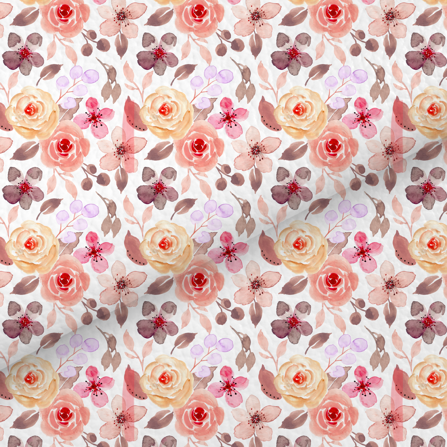 Rose Gold Watercolour Floral Leatherette