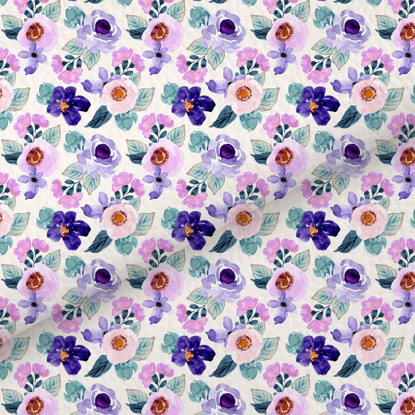 Purple Watercolour Floral Leatherette