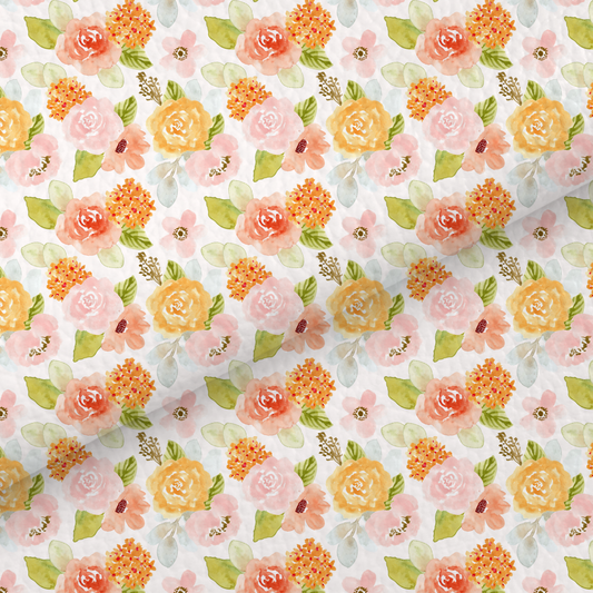 Peach Watercolour Floral Leatherette