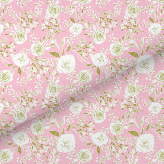 White And Pink Rose Leatherette Leatherette