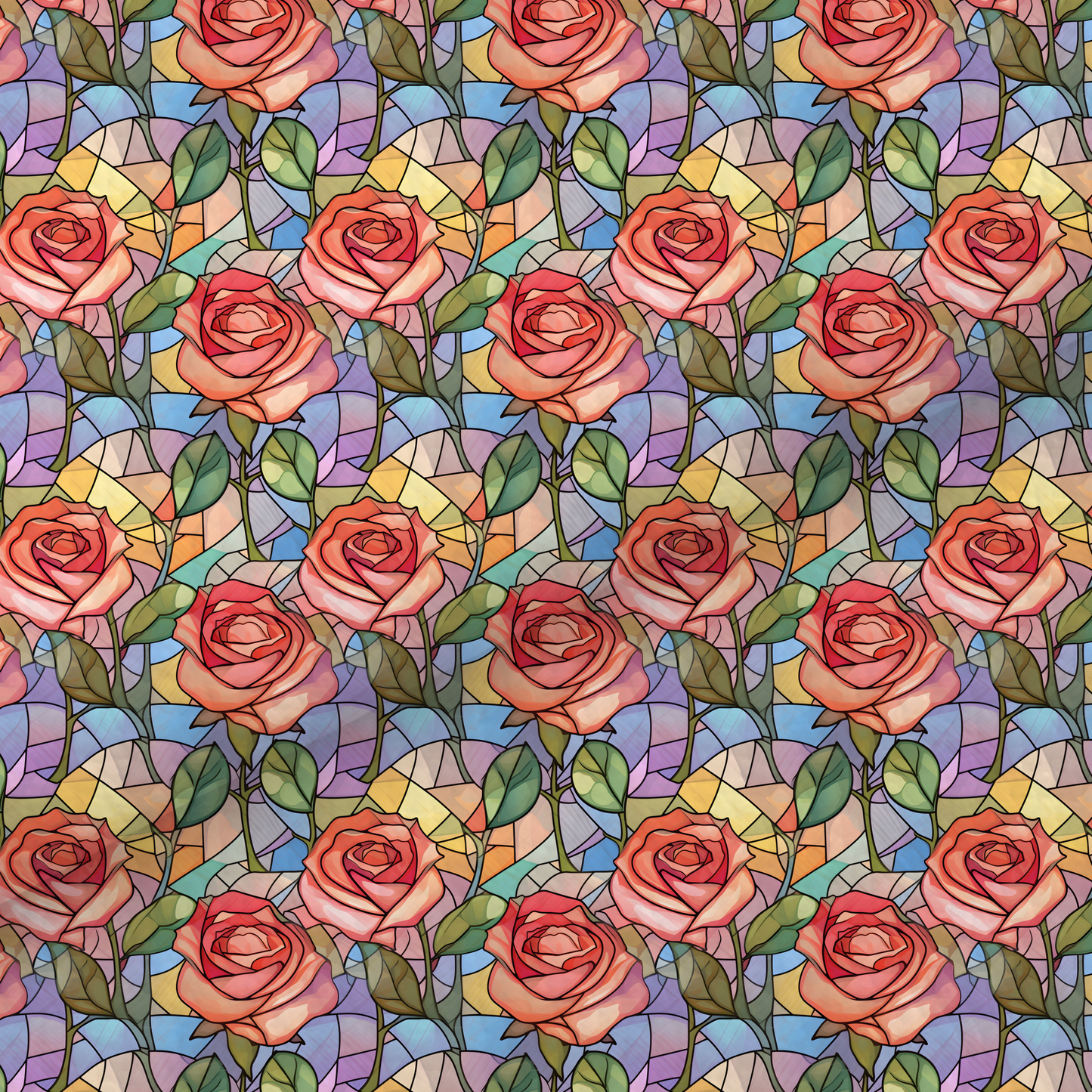 Stained Glass Rose Leatherette