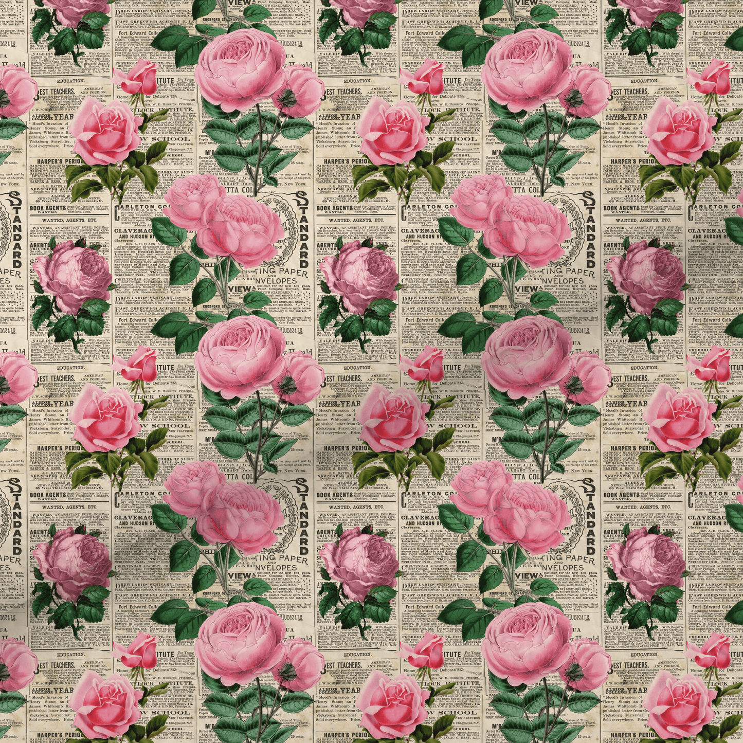 Pink Vintage Rose Leatherette