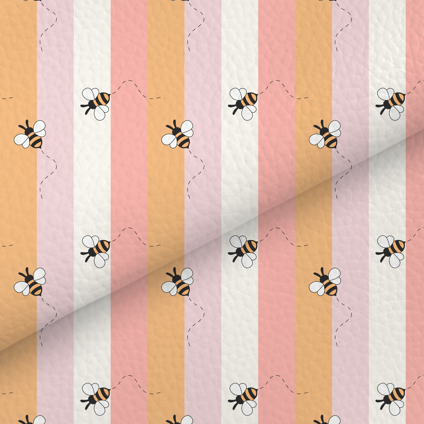 Peach Stripe Bee Leatherette