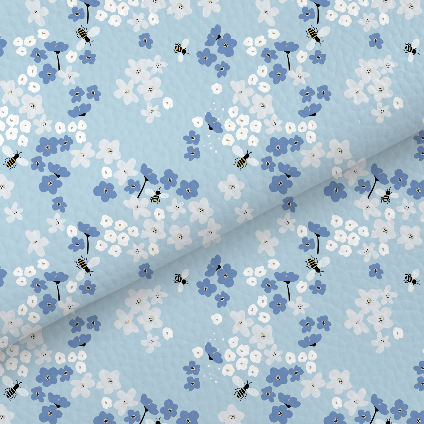 Blue Floral Bee Leatherette