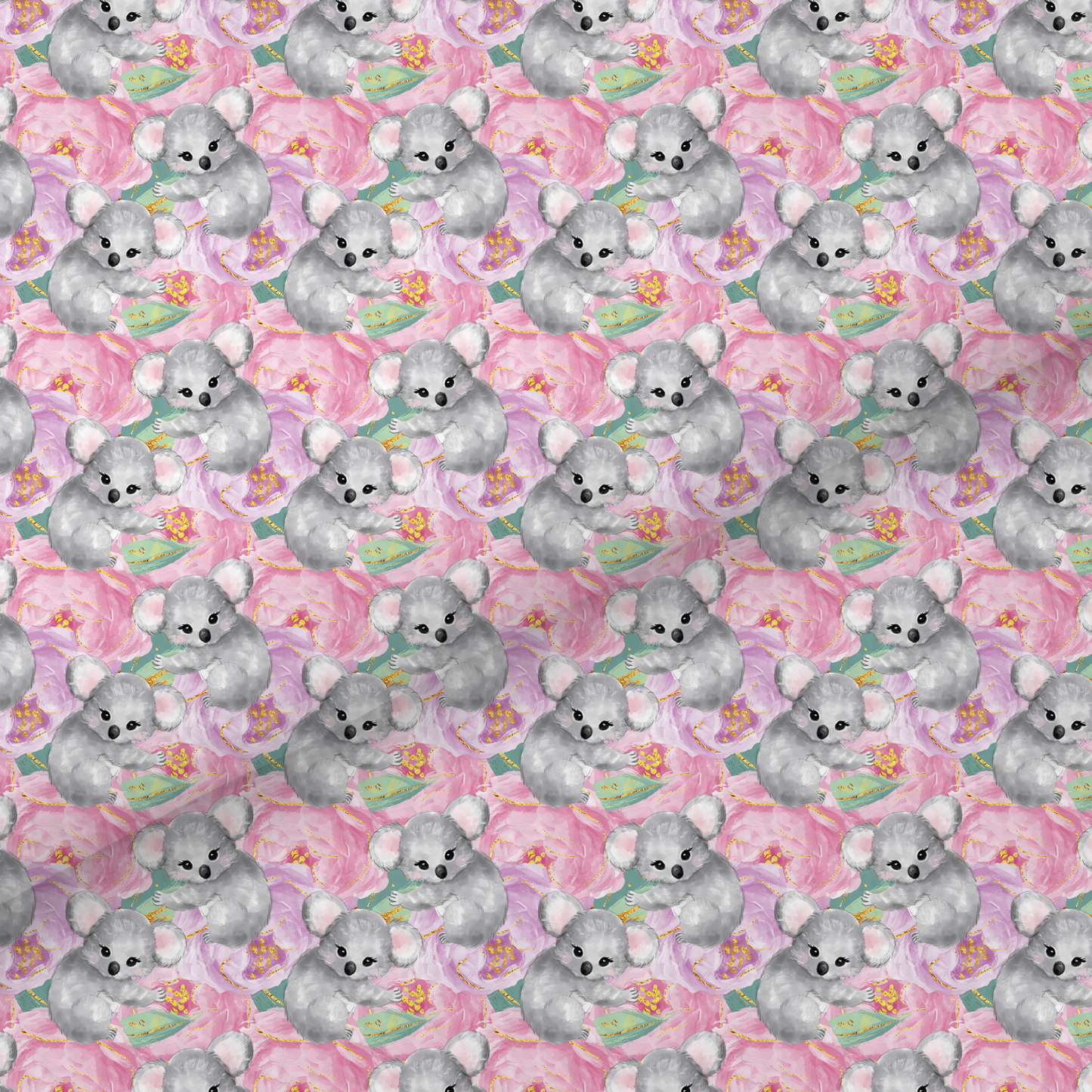 Pink Floral Koala Leatherette