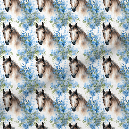 Blue Floral Horse Leatherette