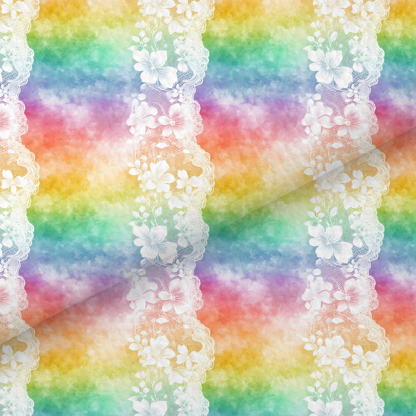 Rainbow Lace Effect Floral Leatherette