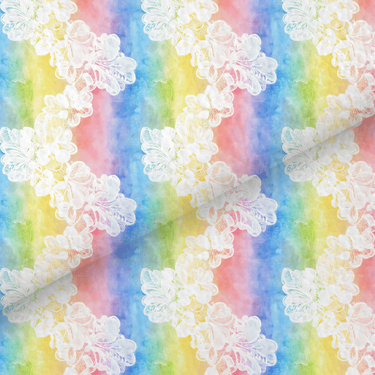 Rainbow Lace Effect Floral Leatherette