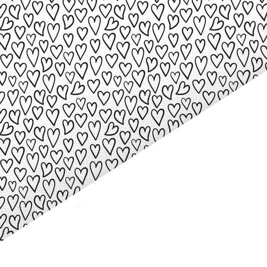 Black Outline Hearts Canvas And Felt Backed Fabric - SKU A64