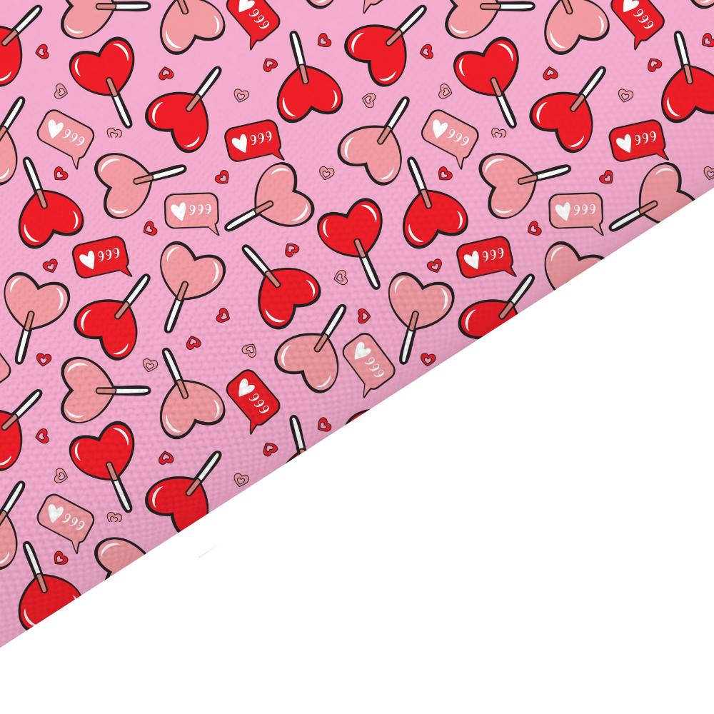 Heart Lollipops Canvas And Felt Backed Fabric - SKU A79