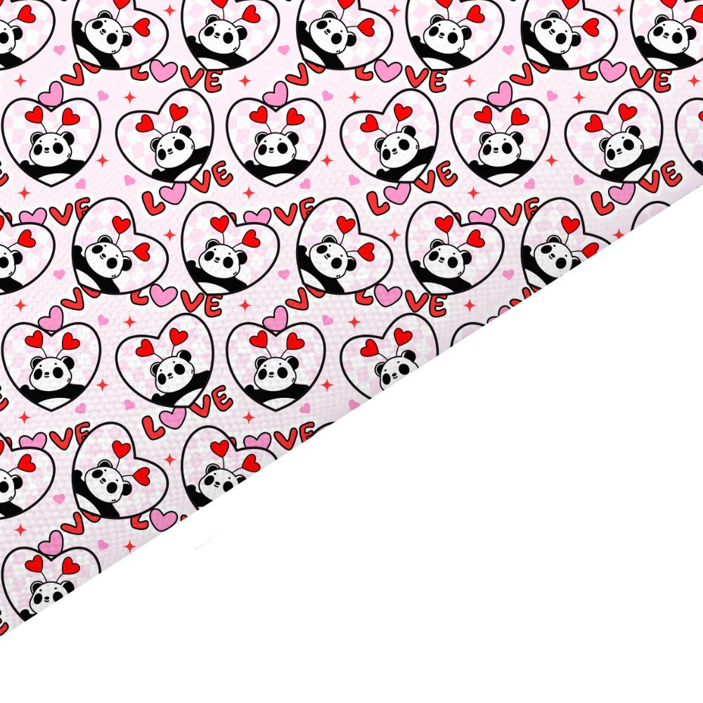 Valentines Panda Canvas And Felt Backed Fabric - SKU A91