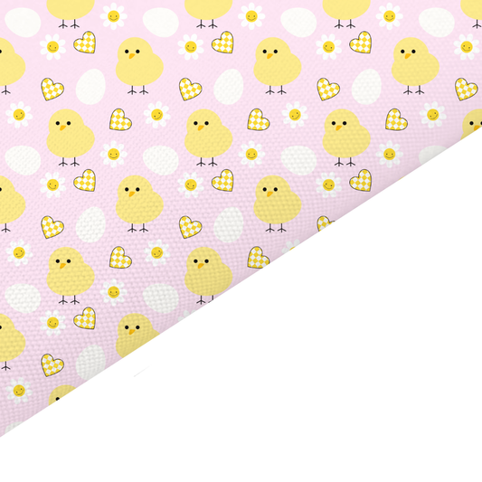 Pink Chicks Canvas And Felt Backed Fabric - SKU A26