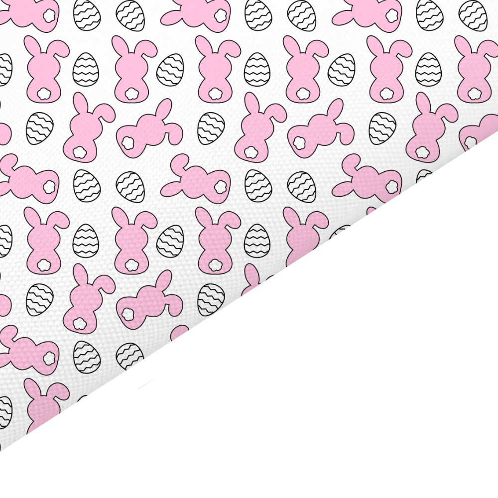 Pink Bunny Canvas And Felt Backed Fabric - SKU A20