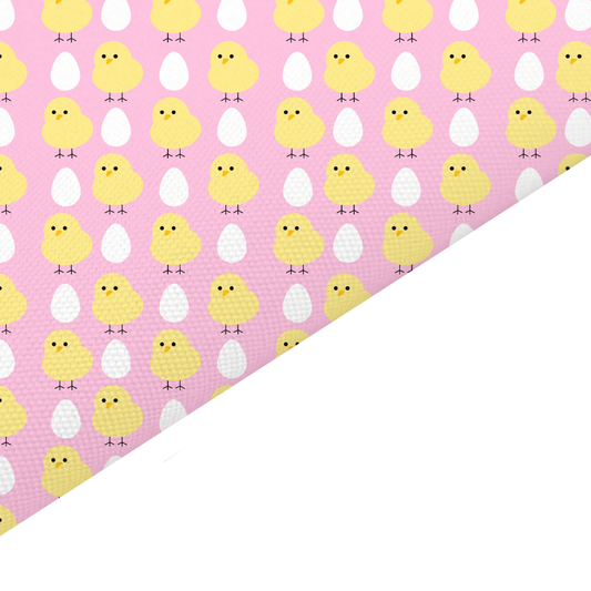 Pink Chicks And Eggs Canvas And Felt Backed Fabric - SKU A18