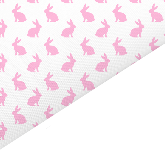 Pink Bunny Canvas And Felt Backed Fabric - SKU A30