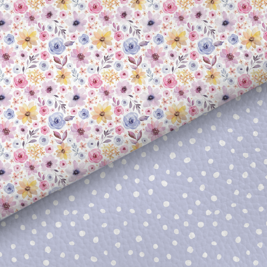 Floral And Dots Half And Half Leatherette