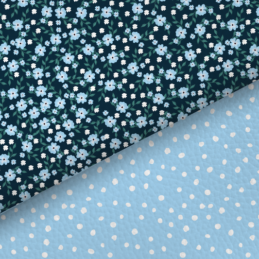 Floral And Dots Half And Half Leatherette