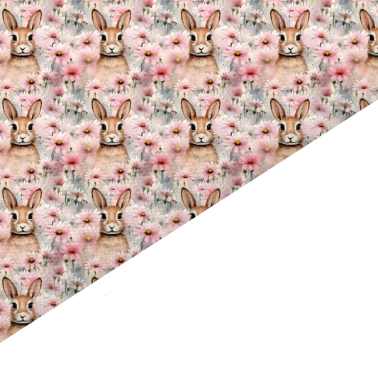 Floral Rabbit Canvas And Felt Backed Fabric - SKU B20