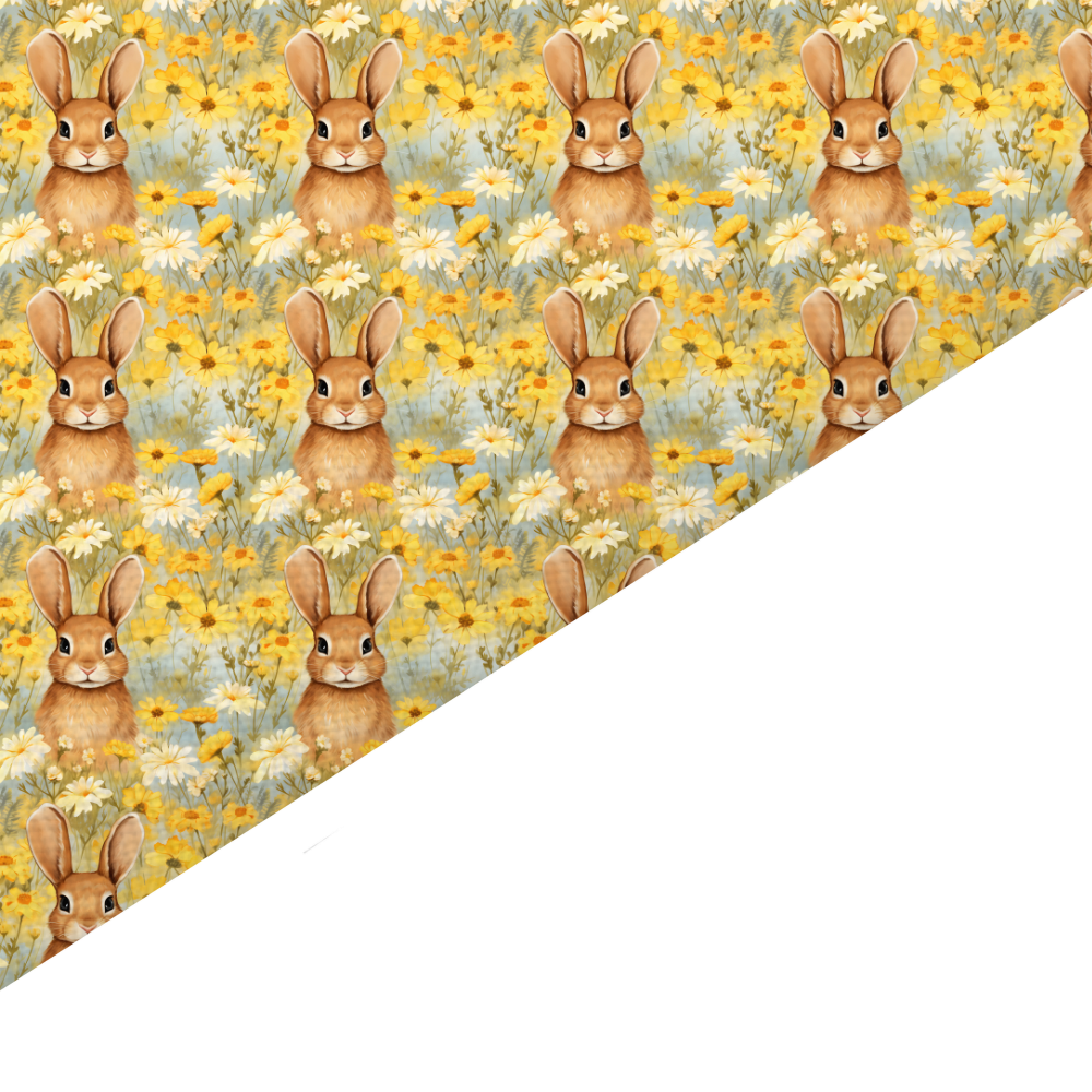 Floral Rabbit Canvas And Felt Backed Fabric - SKU B19