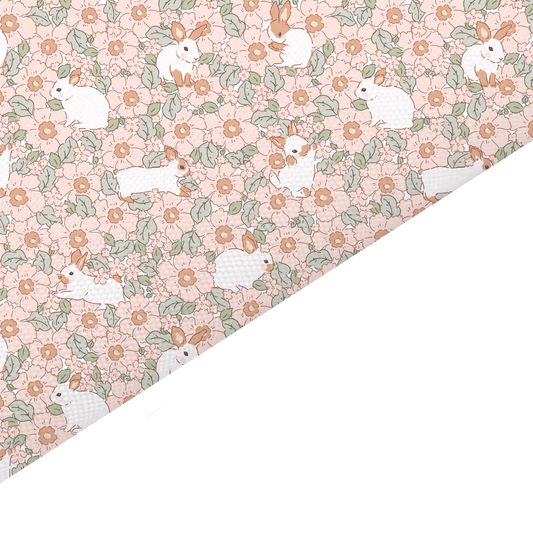 Floral Rabbit Canvas And Felt Backed Fabric - SKU B11