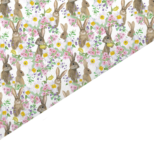 Yellow Floral Rabbit Canvas And Felt Backed Fabric - SKU B9