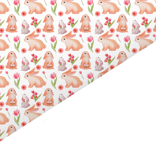 Floral Rabbit Canvas And Felt Backed Fabric - SKU B7