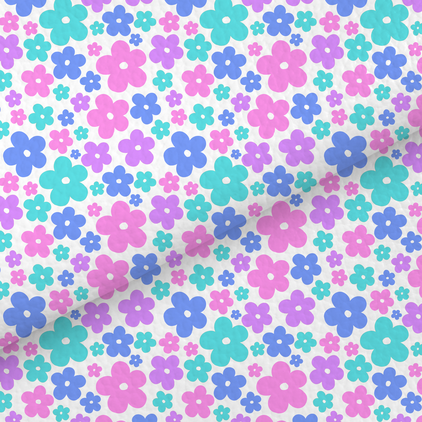 Blue/Pink Ditsy Floral Leatherette And Coordinating Fabrics